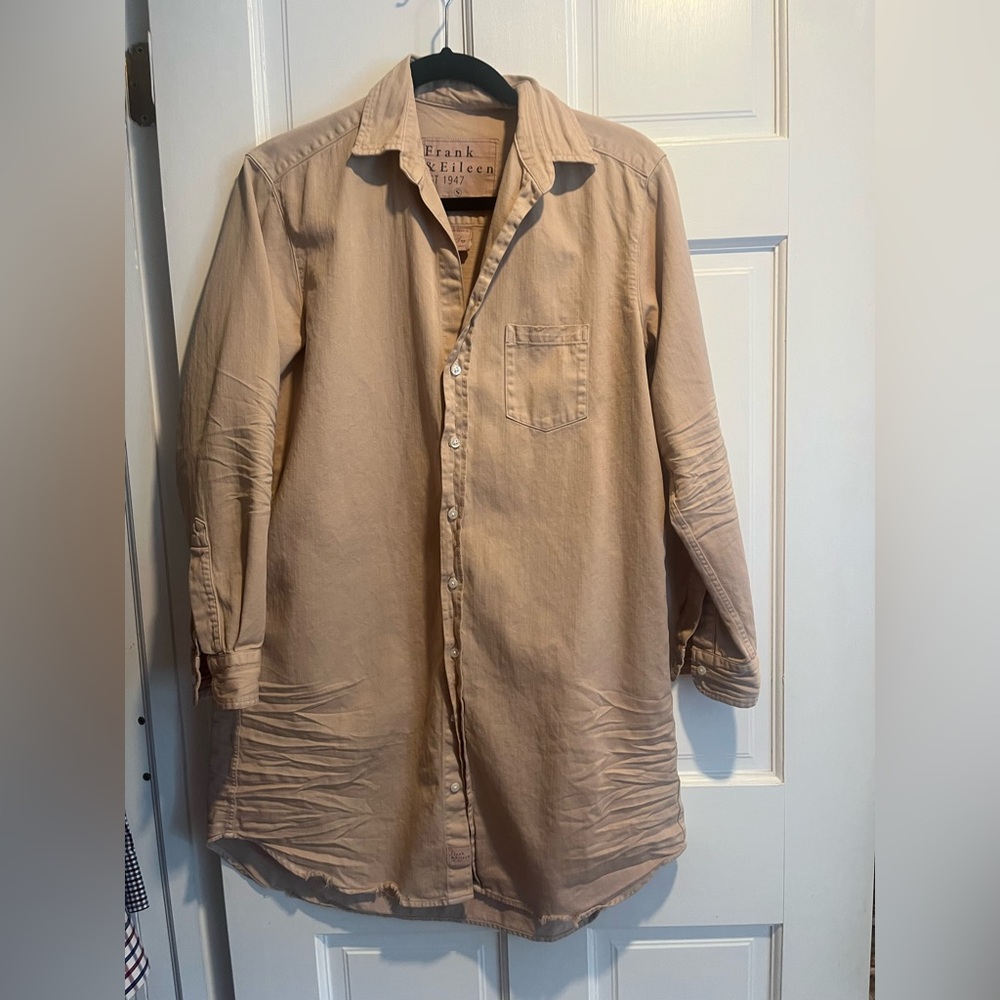 Frank & Eileen mary dress in sand tattered denim size small